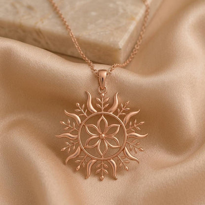 Solstice Bloom Pendant | 925 Sterling Silver | Nature Inspired Sunburst | Meaningful Celebration Gift