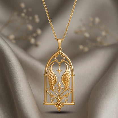 Queen Seraph Window Necklace | Sterling Silver for Women | Angelic Gothic Window | Meaningful Spiritual Gift
