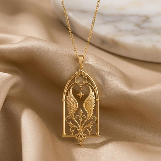 Queen Seraph Window Necklace | Sterling Silver for Women | Angelic Gothic Window | Meaningful Spiritual Gift