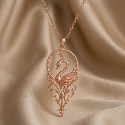 Celestial Swan Halo Pendant | 925 Sterling Silver | Elegant Celestial Design | Meaningful Gift for Her