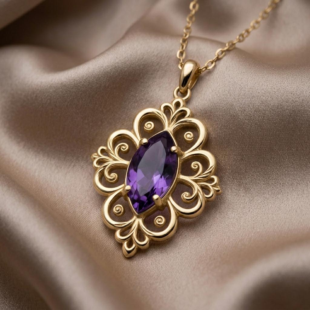 Royal Blossom Birthstone Necklace | 925 Sterling Silver | Vintage Floral Design | Personalized Celebration