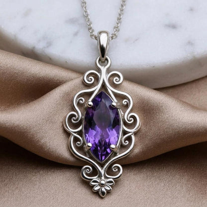 Elven Vine Birthstone Necklace | Sterling Silver Birthstone | Elven Fantasy Nature Inspired | Birthday Anniversary Special Gift