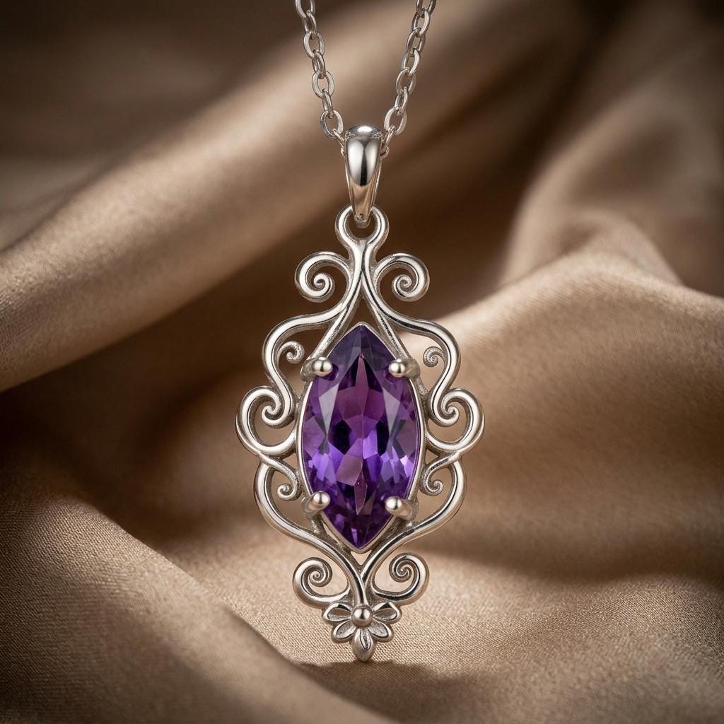 Elven Vine Birthstone Necklace | Sterling Silver Birthstone | Elven Fantasy Nature Inspired | Birthday Anniversary Special Gift