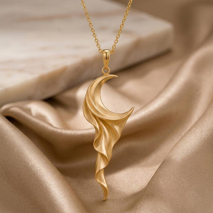 Lunar Silk Necklace | 925 Sterling Silver for Women | Celestial Flowing Silk Design | Elegant Gift for Her