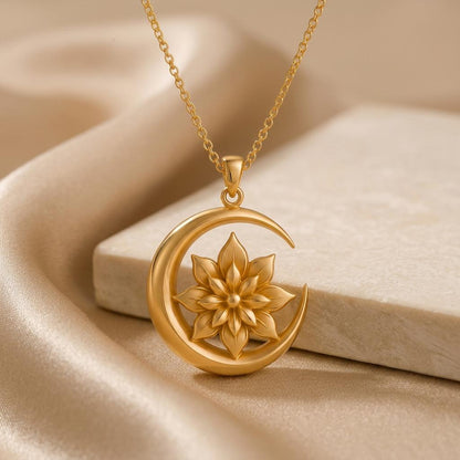 Eclipse Bloom Pendant | 925 Sterling Silver | Celestial Floral Design | Symbol of Growth & Harmony