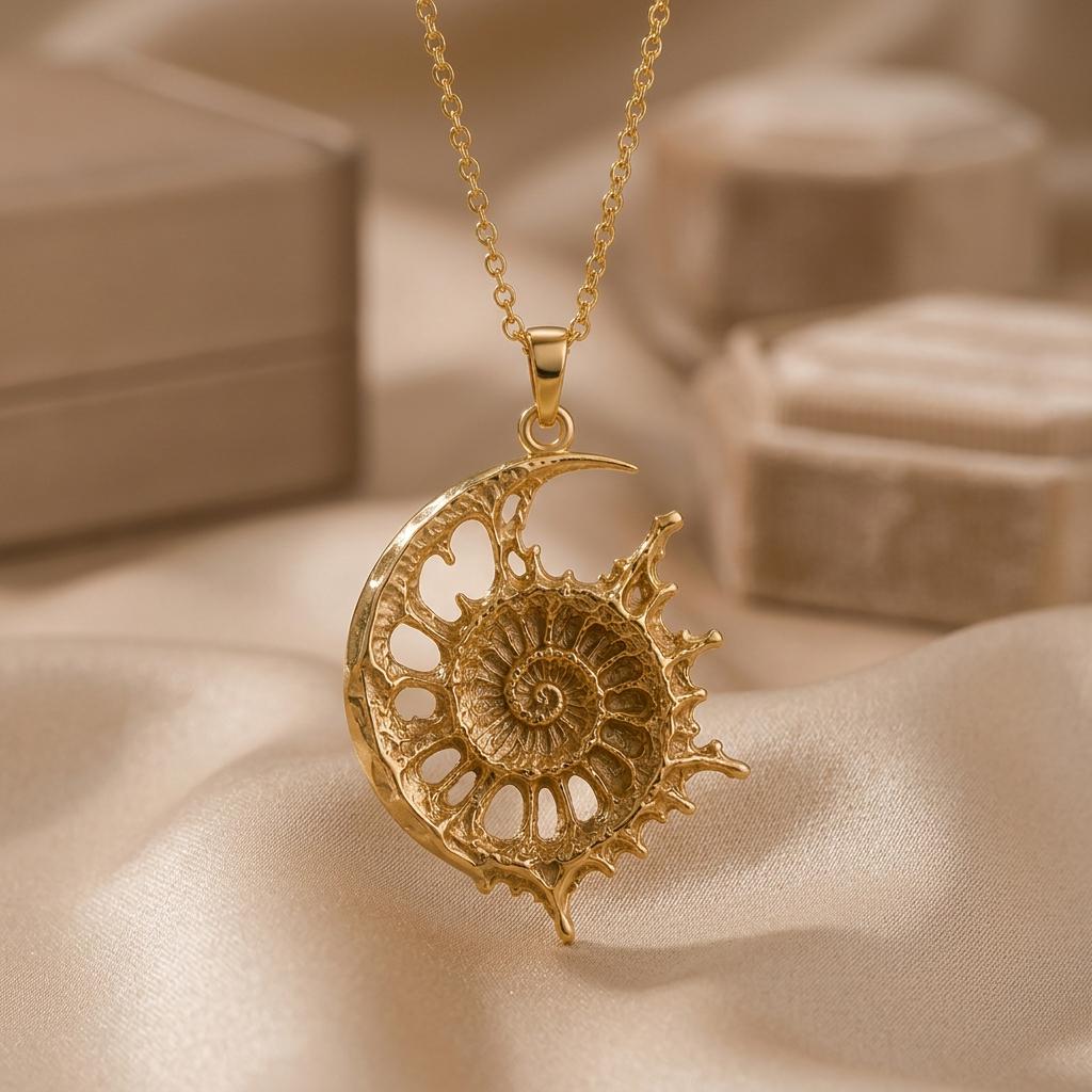 Celestial Fossil Pendant | Sterling Silver | Mystical Nature Design | Meaningful Gift