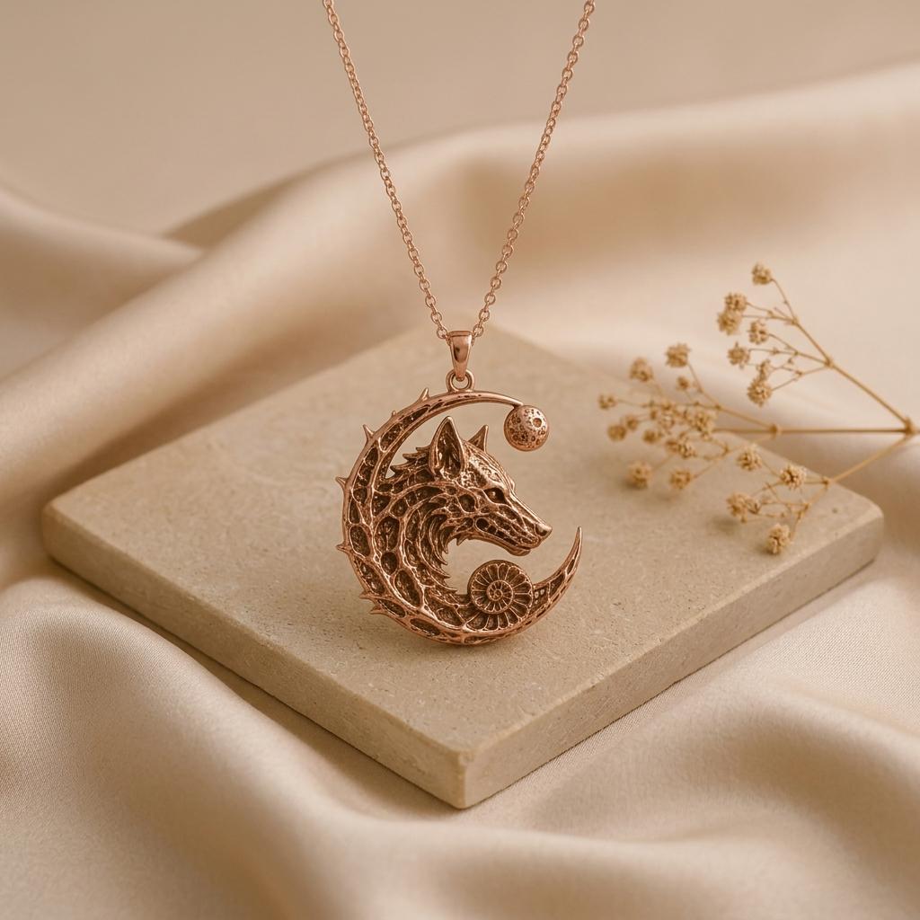 Lunar Wolf Relic pendant | 925 Sterling Silver | Mystical Nature Inspired | Symbol of Strength Gift