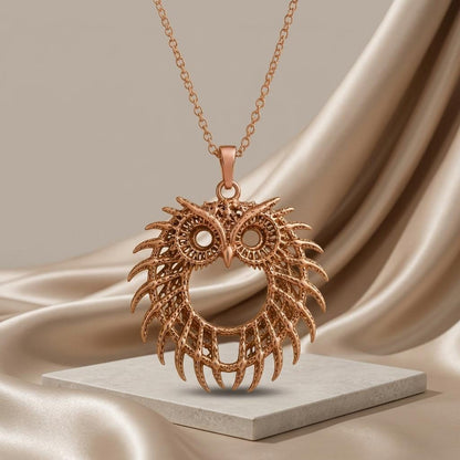 Fossil Owl Halo pendant | 925 Sterling Silver | Nature Inspired | Meaningful Gift