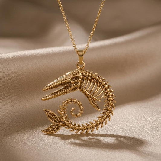 Ancient Whale Fossil pendant | 925 Sterling Silver | Paleontology Inspired Jewelry | Unique Statement Gift