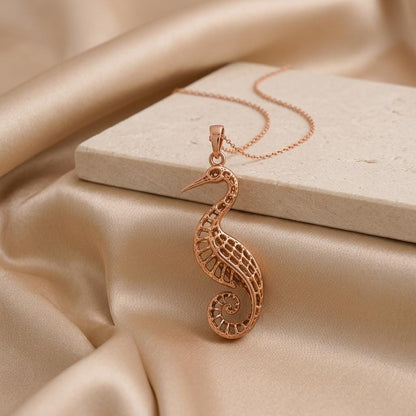 Fossil Crane Pendant | Sterling Silver Necklace | Filigree Bird Design | Symbolic Nature Gift