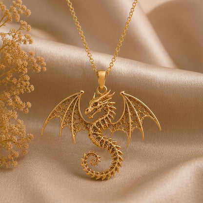 Ancient Dragon Fossil | 925 Sterling Silver | Mythical Dragon Jewelry | Fantasy Lover Gift