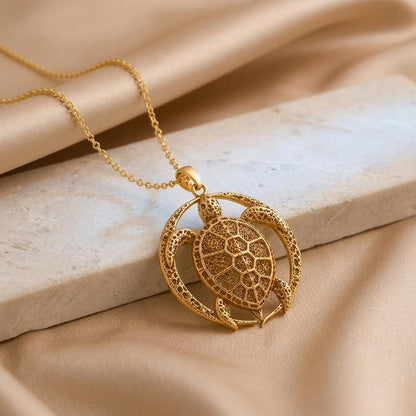 Eclipse Turtle Relic pendant | 925 Sterling Silver | Oceanic Nature Theme | Symbolic Longevity Gift