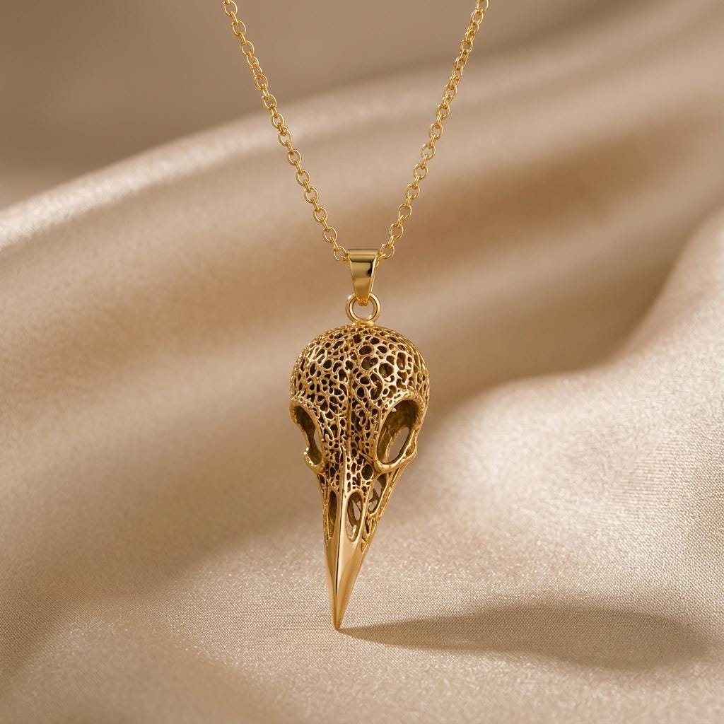Raven Skull Relic pendant | Sterling Silver | Gothic Nature Theme | Unique Statement Gift
