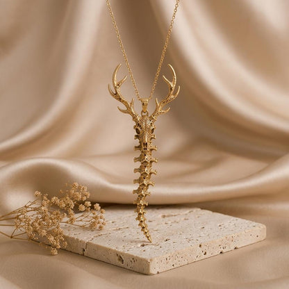 Sacred Deer Spine Necklace | 925 Sterling Silver | Nature Inspired Jewelry | Symbolic Nature Gift