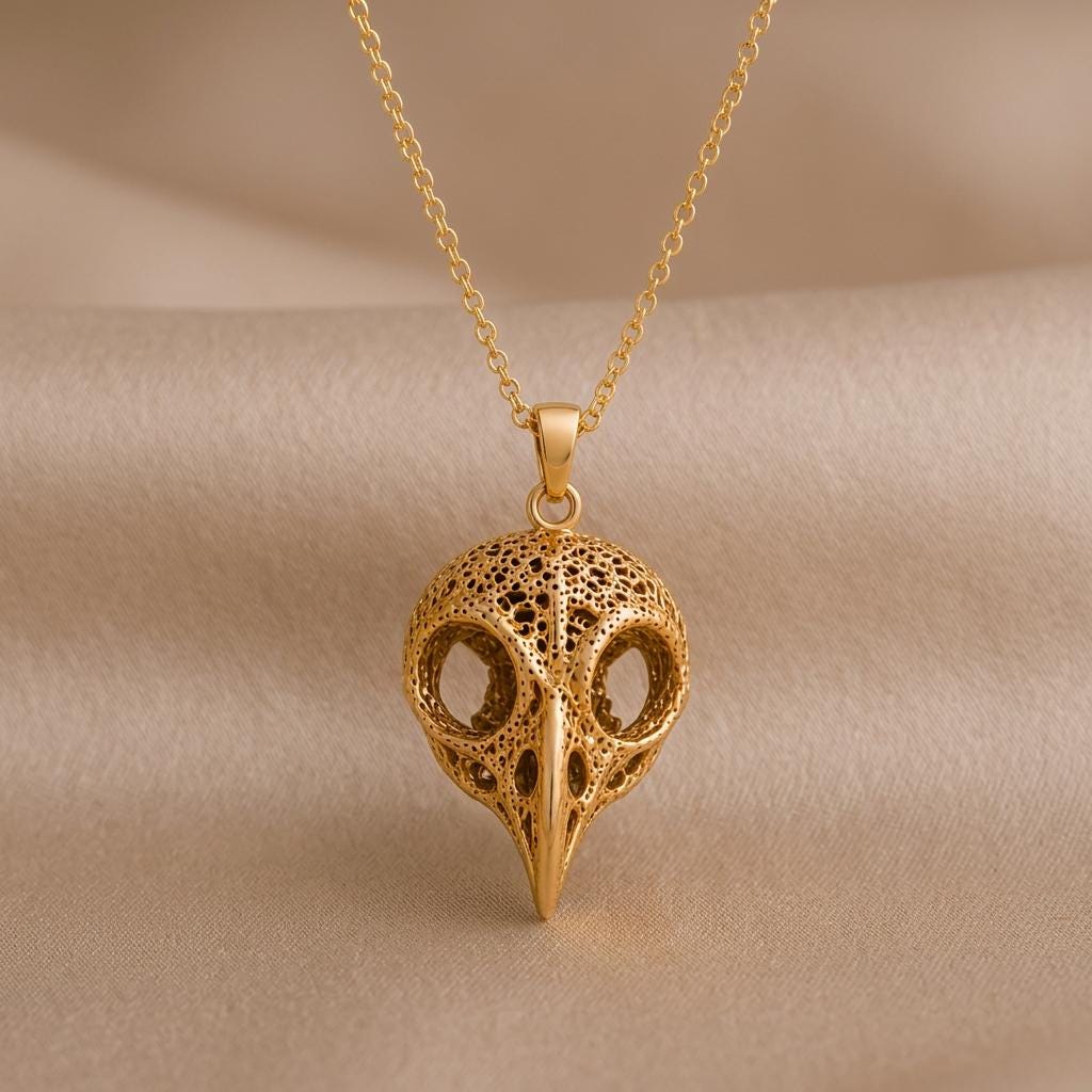 Ancient Owl Skull Pendant | 925 Sterling Silver Pendant | Gothic Nature Inspired | Unique Statement Gift
