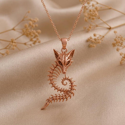 Sacred Fox Skeleton Crest pendant | 925 Sterling Silver | Mystical Wildlife Theme | Unique Symbolic Gift