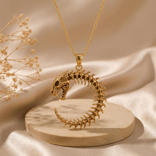 Leopard Spine Halo pendant | 925 Sterling Silver Jewelry | Gothic Animal Skeleton Style | Unique Statement Gift