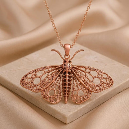 Fossil Moth Skeleton pendat | 925 Sterling Silver | Nature Inspired Filigree | Unique Gift for Her