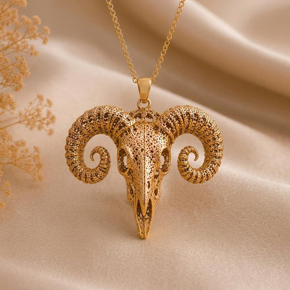 Ancient Ram Skull Pendant | Sterling Silver | Gothic Viking Jewelry | Statement Piece Gift