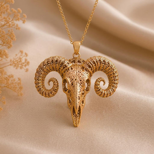 Ancient Ram Skull Pendant | Sterling Silver | Gothic Viking Jewelry | Statement Piece Gift