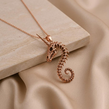 Fossil Unicorn Spine pendant | 925 Sterling Silver | Mythical Fantasy | Unique Statement Gift