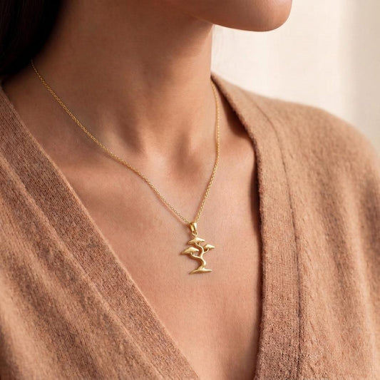 Close-up of handmade Bonsai Tree Pendant | 925 Sterling Silver | Nature Inspired Jewelry | Symbolic Growth Gift