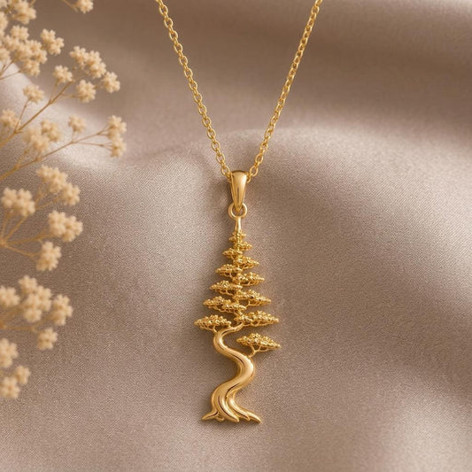 Cypress Aura Bonsai Pendant | Sterling Silver Jewelry | Zen Garden Style | Thoughtful Nature Gift