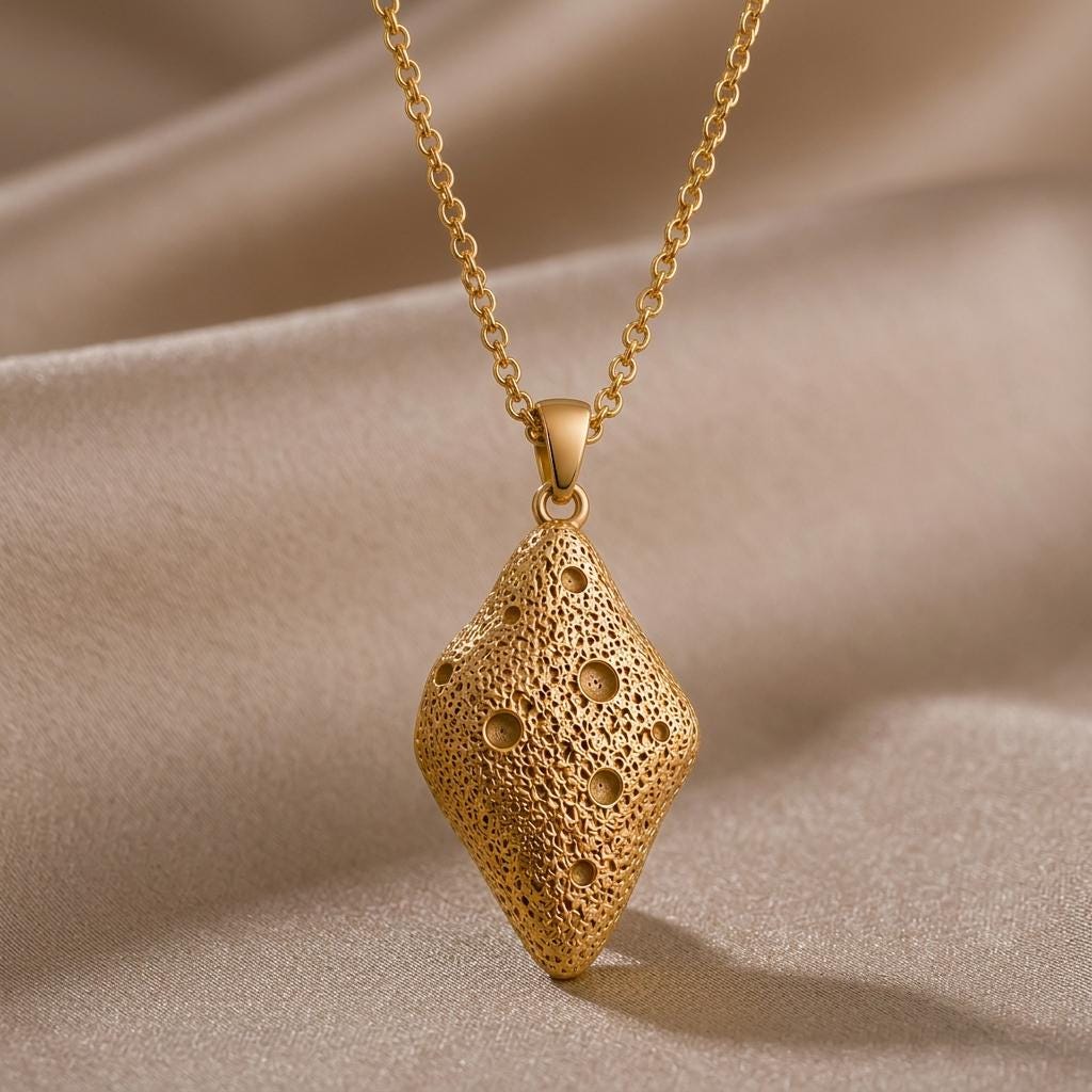 Interamnia Asteroid Pendant Necklace | Sterling Silver | Cosmic Textured Design | Unique Gift for Her
