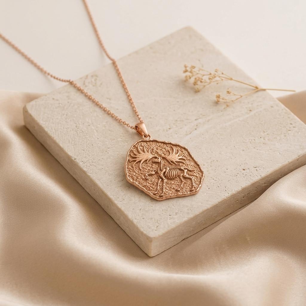 Dire Wolf Fossil Pendant Necklace | 925 Sterling Silver | Prehistoric Animal Theme | Unique Statement Gift