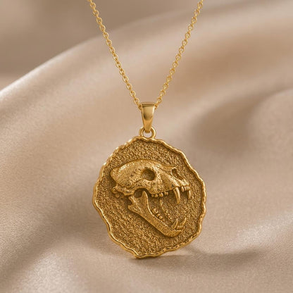 Cave Bear Fossil Pendant Necklace | 925 Sterling Silver | Prehistoric Fossil Theme | Unique Statement Gift