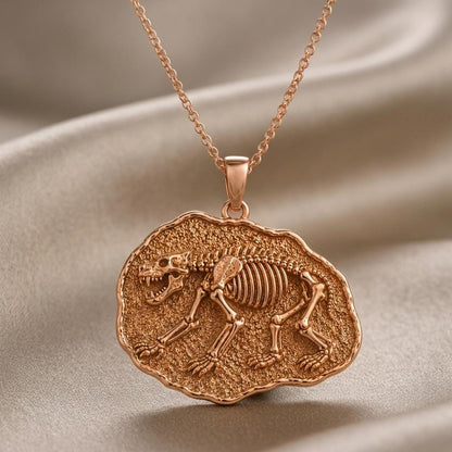 Cave Bear Fossil Pendant Necklace | 925 Sterling Silver | Prehistoric Animal Theme | Unique Gift for Explorers