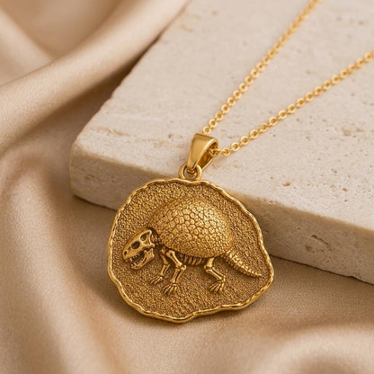 Glyptodon Fossil Pendant Necklace | 925 Sterling Silver | Prehistoric Fossil Style | For Science Enthusiasts