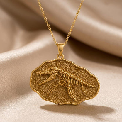 Mosasaurus Fossil Pendant Necklace | 925 Sterling Silver | Prehistoric Fossil Design | Gift for Dinosaur Lovers