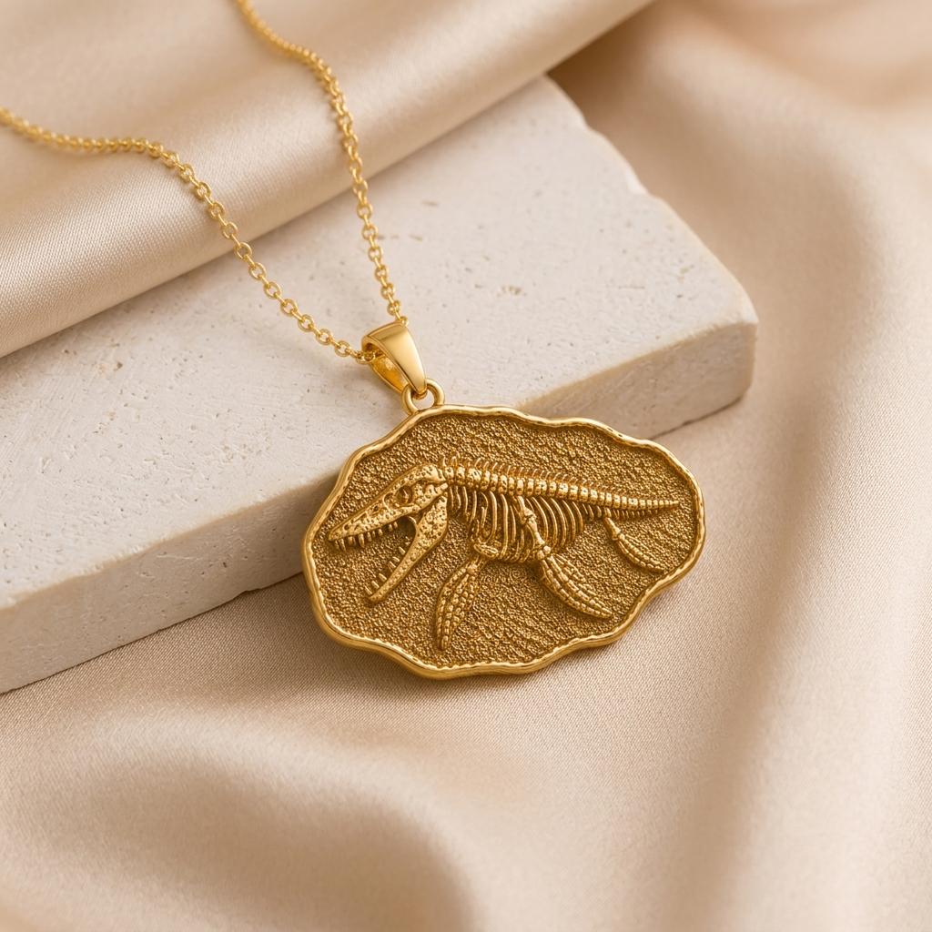 Mosasaurus Fossil Pendant Necklace | 925 Sterling Silver | Prehistoric Fossil Design | Gift for Dinosaur Lovers