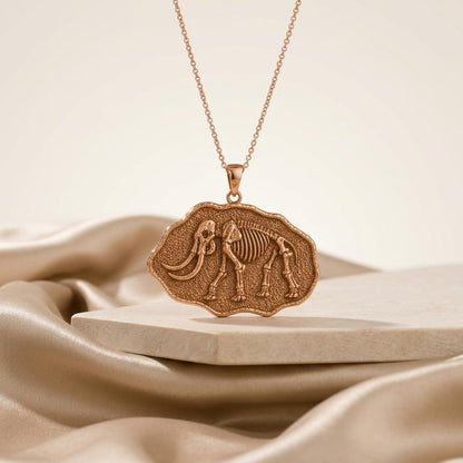 Mastodon Fossil Pendant Necklace | 925 Sterling Silver | Prehistoric Skeleton Art | Unique Historical Gift