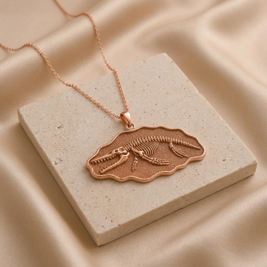 Livyatan Fossil Pendant Necklace | 925 Sterling Silver | Paleontology Theme | Unique Gift for Explorers