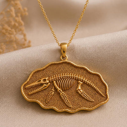 Dorudon Fossil Pendant Necklace | 925 Sterling Silver for Her | Prehistoric Marine Life Theme | Unique Birthday Gift