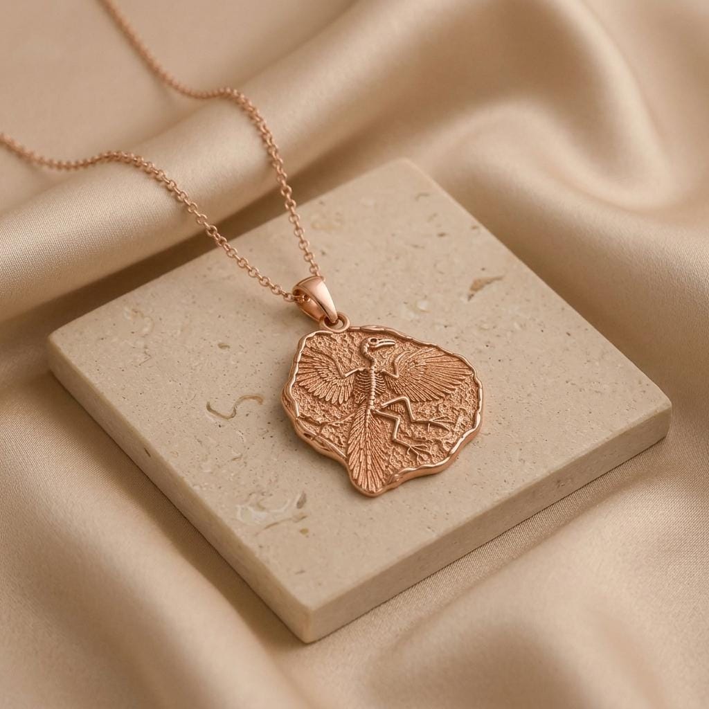 Archaeopteryx Fossil Pendant Necklace | 925 Sterling Silver, Science Lovers | Paleontology Theme, Nature Inspired