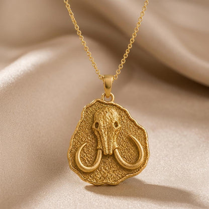 Mammoth Skull Fossil Pendant Necklace | 925 Sterling Silver | Ancient Fossil Inspired | Meaningful Gift for Him/Her