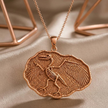 Argentavis Fossil Pendant Necklace | 925 Sterling Silver | Prehistoric Avian Design | Unique Science Lover Gift