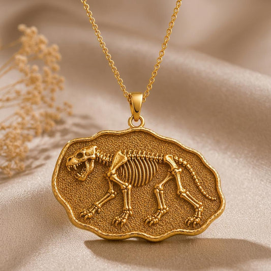 Cave Lion Fossil Pendant | 925 Sterling Silver | Prehistoric Animal Theme | Unique Gift for Explorers