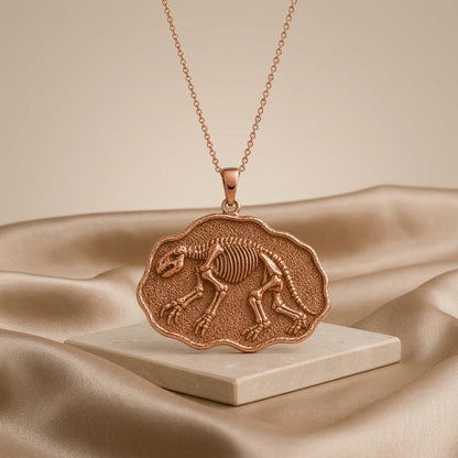 Megatherium Fossil Pendant | 925 Sterling Silver Jewelry | Prehistoric Creature Theme | Paleontology Lover Gift