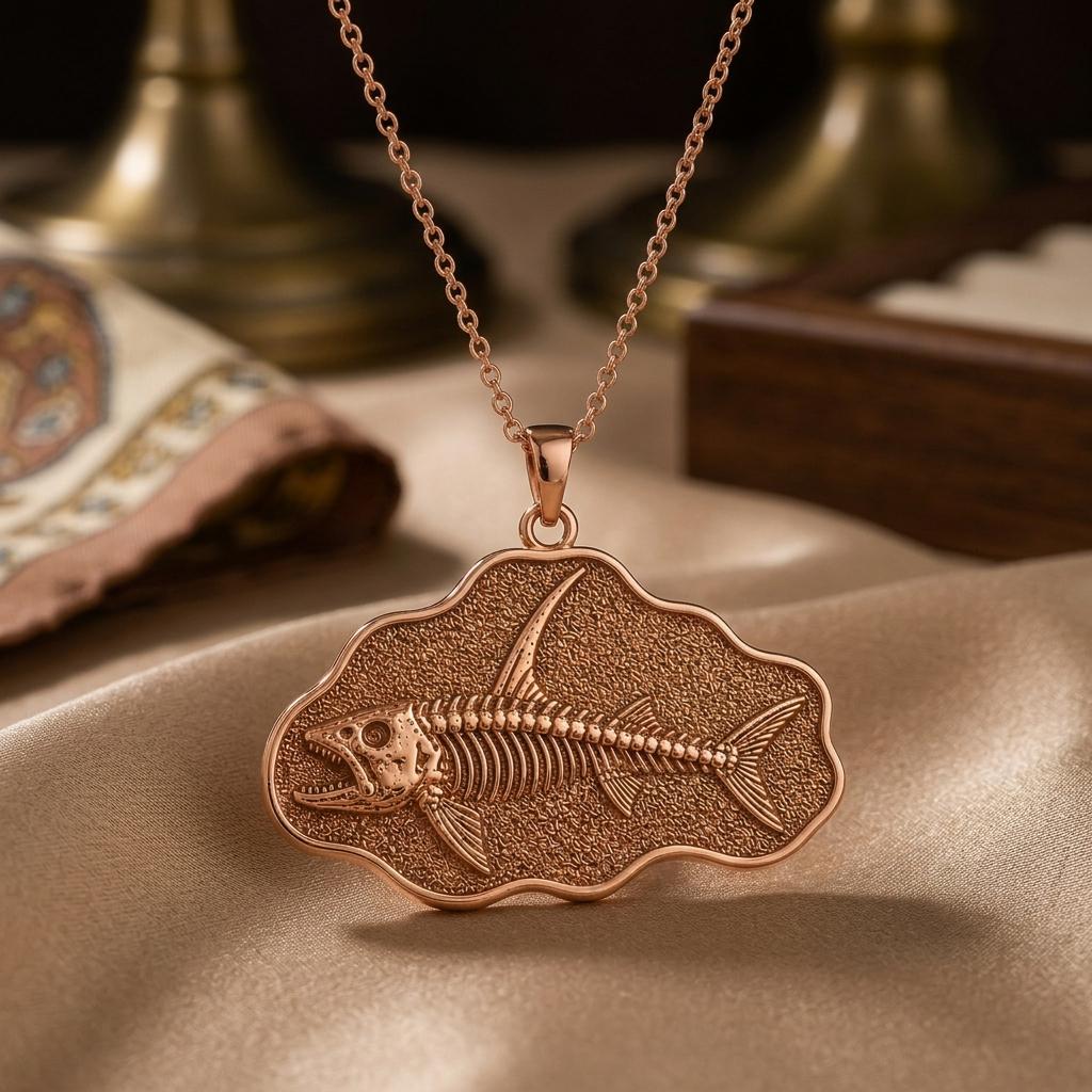 Stethacanthus Fossil Pendant Necklace | 925 Sterling Silver | Paleontology Theme | Gift for Science Lovers