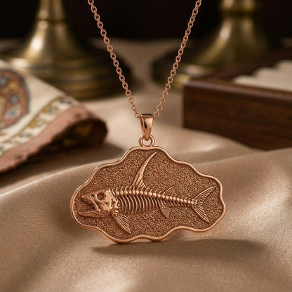 Stethacanthus Fossil Pendant Necklace | 925 Sterling Silver | Paleontology Theme | Gift for Science Lovers