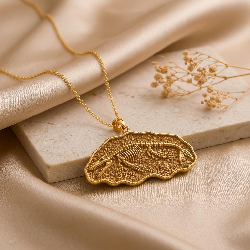 Basilosaurus Fossil Pendant | 925 Sterling Silver | Paleontology Theme | Thoughtful Science Gift
