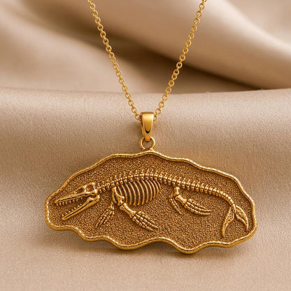 Basilosaurus Fossil Pendant | 925 Sterling Silver | Paleontology Theme | Thoughtful Science Gift