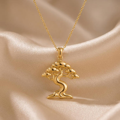 Ficus Flow Necklace | Gold Plated Sterling Silver | Nature Inspired Tree Design | Symbolic Nature Gift