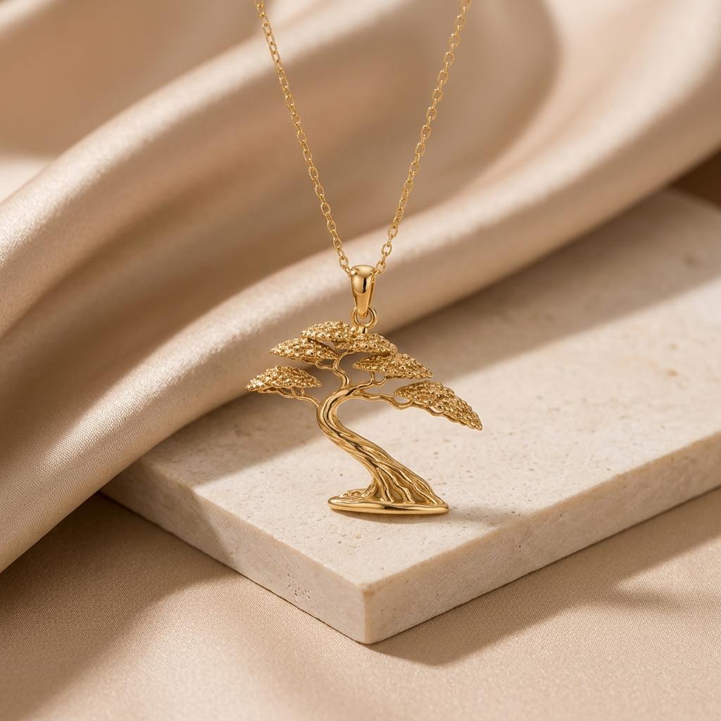 Acacia Wind Necklace | 925 Sterling Silver for Women | Nature Inspired Symbolic Tree | Meaningful Gift for Her