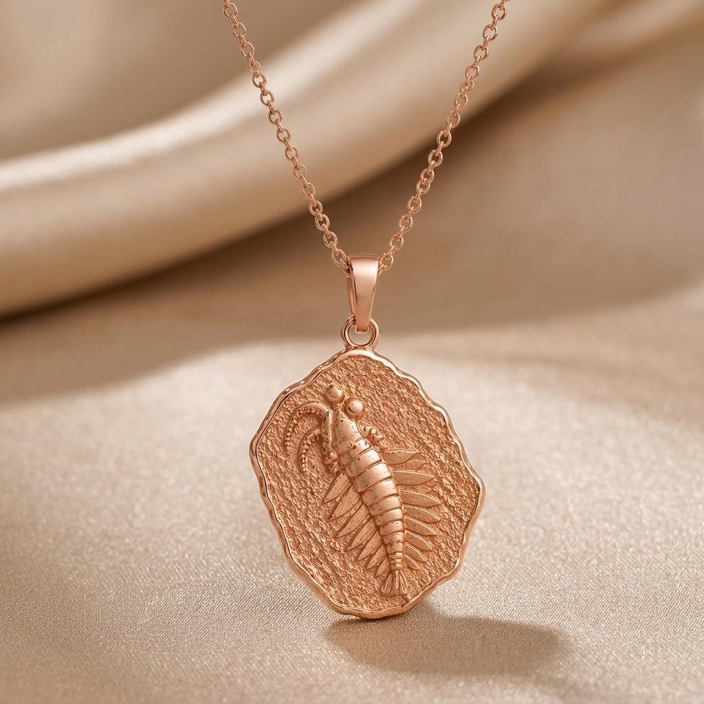Opabinia Fossil Pendant Necklace | Sterling Silver | Ancient Life Theme | Unique Science Gift