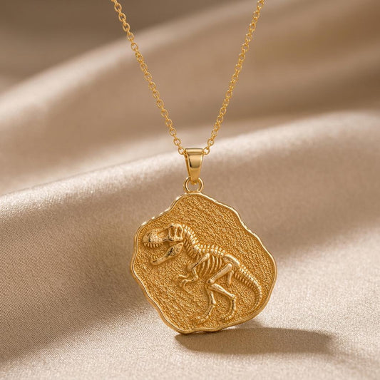 Tyrannosaurus Fossil Pendant Necklace | 925 Sterling Silver | Prehistoric Paleontology Theme | Unique Science Lover Gift
